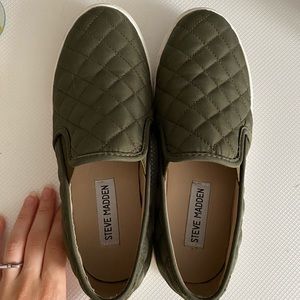 Steve Madden Olive Green Quilted Sneakers